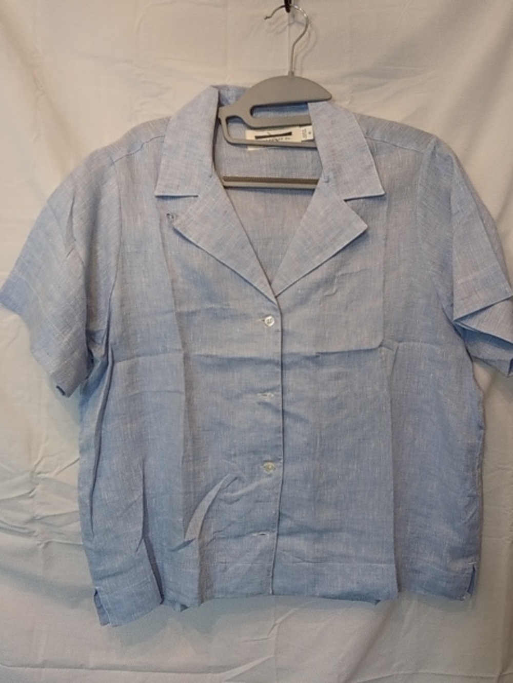 Light Blue Short-Sleeve Linen Shirt
